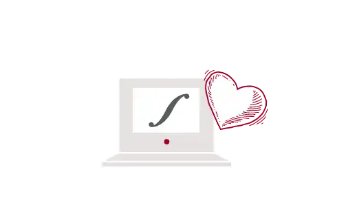 Icon eines Laptops mit einem Herz, das die besondere Bedeutung des Frontplatten-Designers für die Schaeffer AG symbolisiert.