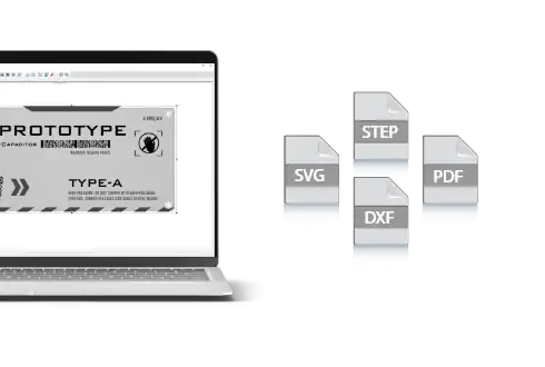 Icon eines Laptops und eines Dateiordners zur Veranschaulichung der Datei-Exportoptionen.
