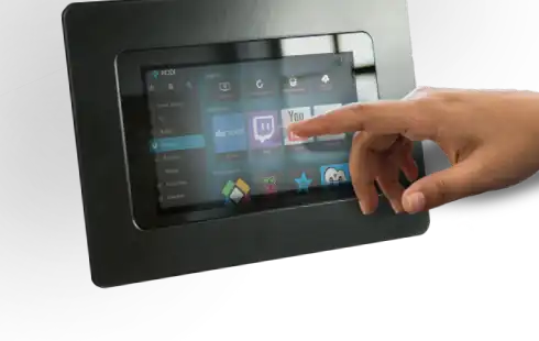 Wandeinbau eines Raspberry Pi Touch-Displays mit pulverbeschichtetem Aluminiumrahmen.